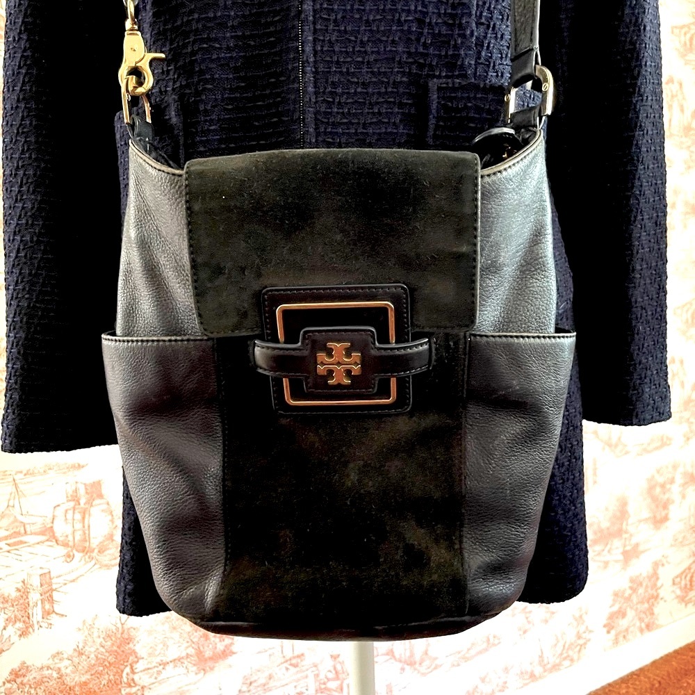 Tory Burch Blue Suede & Leather Crossbody Bag